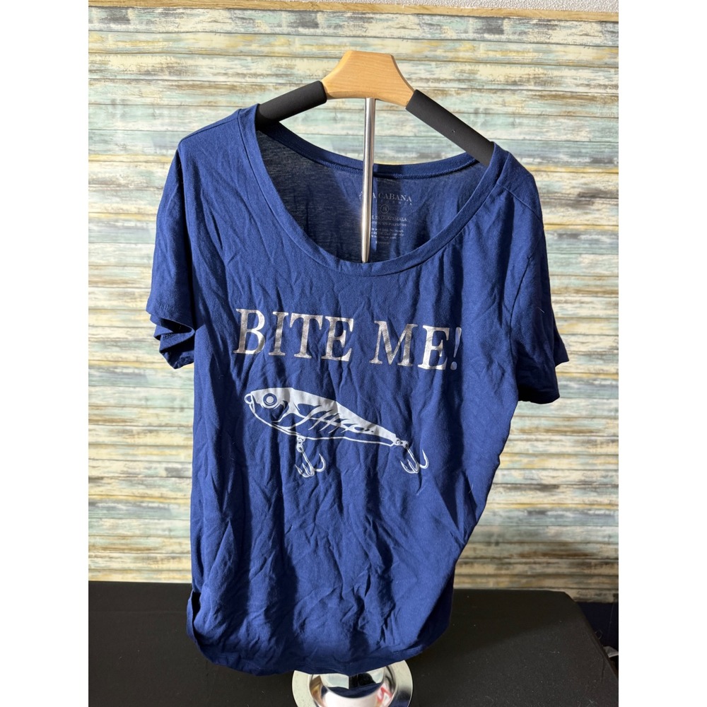 La Cabana California Graphic Tee 3X Blue Excellent Bite Me Fishing Lure Scoop